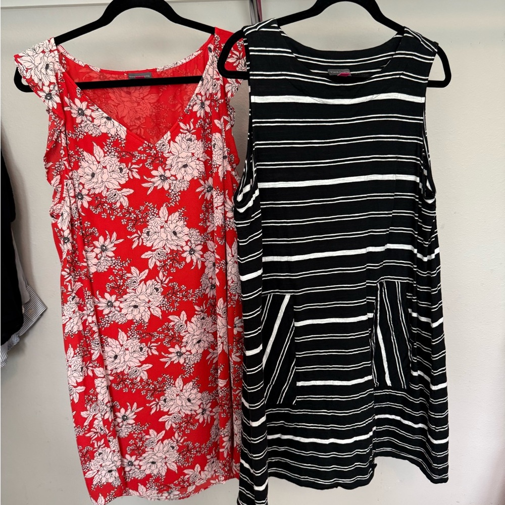 Vince Camuto Dress Bundle Floral Red and Striped Black Women's Dresses